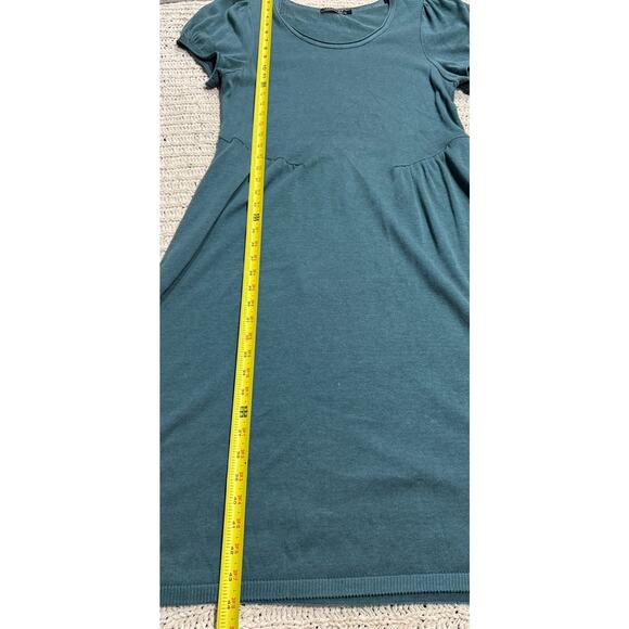 Peruvian Connection Knit Dress Cap Sleeves Midi Pima Cotton Womens Size XL Teal - Picture 5 of 8